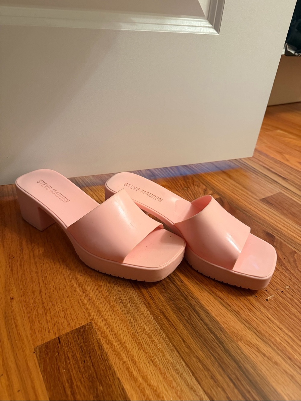 Steve Madden Blush Pink Chunky Slide Mules